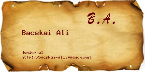 Bacskai Ali névjegykártya